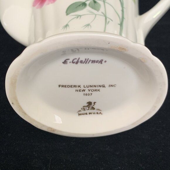 Frederik Lunning E Challinor Porcelain Coffee Pot w/ Lid 7.5" Floral Design Vtg - Picture 10 of 12